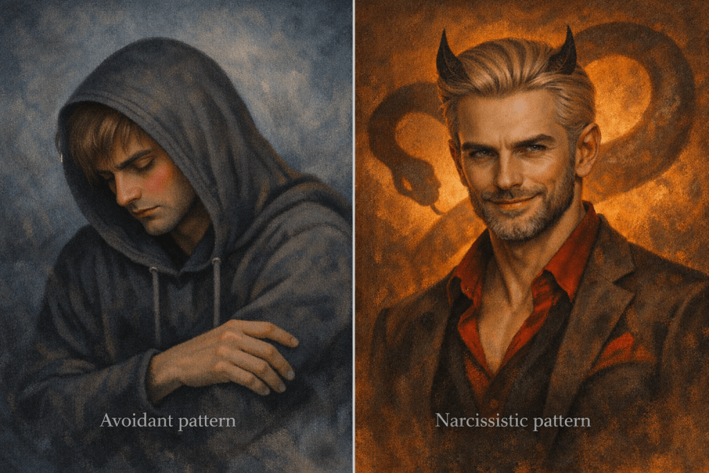 avoidant man versus narcissistic man