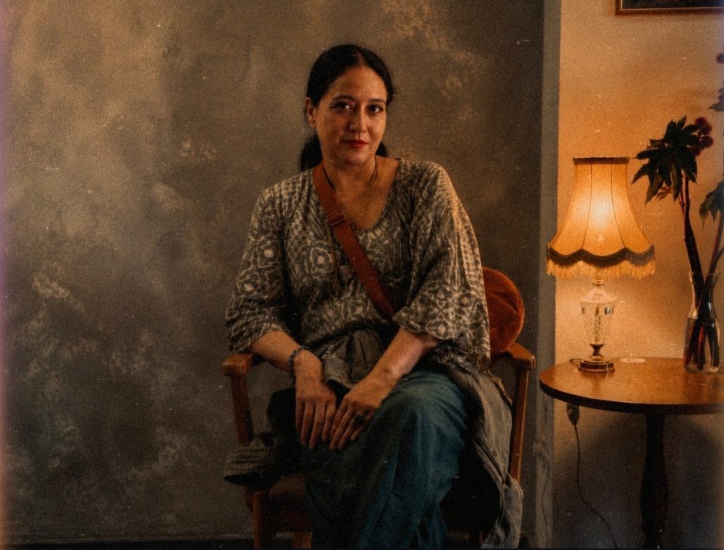 Woman seated in a quiet Berlin café, surrounded by warm light, reflecting on attention, memory and the cultivated life.